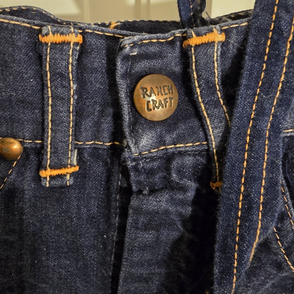 Vintage Sanforized 50s Kids Toddler Ranch Wear Denim Dark Indigo Pants Work
